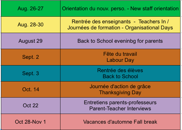 Categories calendrier scolaire 1
