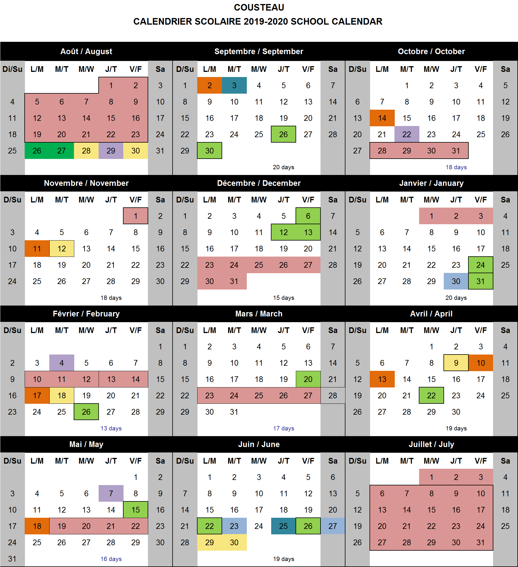 Calendrier 24oct19