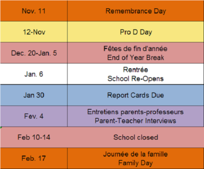Calendrier 2e col